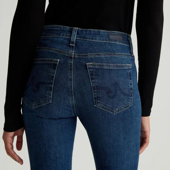 NEW AG Jeans Farrah Unhemmed Bootcut Denim Jeans - High Rise in Indigo 252 - Picture 6 of 9